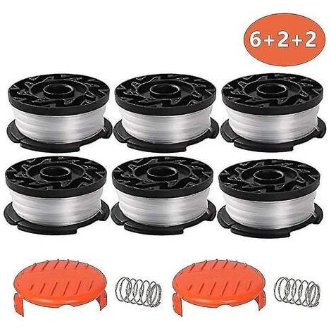 6 Pack Line Spool With 2 Covers For Replace Black Decker Grass Trimmers (1/4)