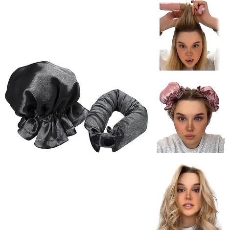 Ensemble de 2 bigoudis sans chaleur en satin, rouleaux pour boucles sans chaleur, bandeau de fer à friser souple pour cheveux longs, ensemble de fers à friser (1/5)