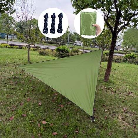 Voile d'ombrage solaire triangulaire verte 333M, UPF50, store de caniveau, abri. Bloque 95% des rayons UV, résistant à l'eau, pour patio extérieur, jardin, abri de voiture (Nous personnalisons) (1/4)