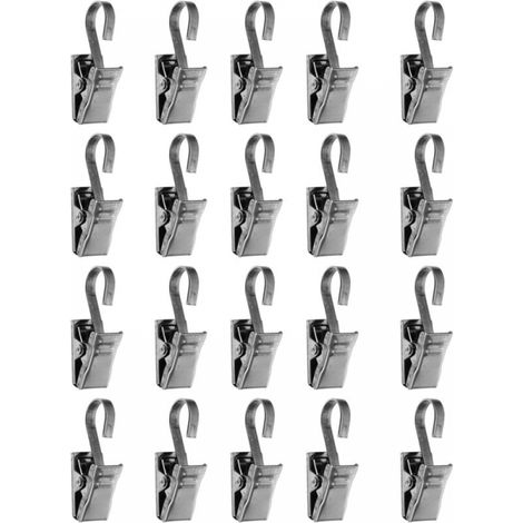 Set mit 20 Metall-Duschvorhanghaken mit Krokodilklemmen
