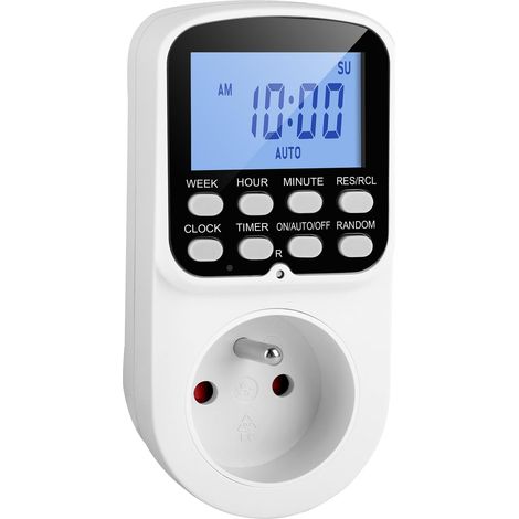 Programmateur Prise Electrique, Prise Programmable 16 Prog, Mode Aléatoire Sécurité Domestique, Minuteur Electrique Daily/Weekly, LCD Rétroéclairé, Interrupteur Lampe, Usage Intérieur (1/5)