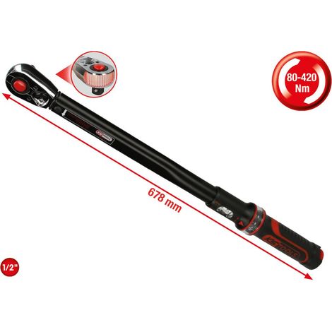 KS Tools 1/2 ERGOTORQUEprecision Ratschen-Drehmomentschlüssel, 80-420 Nm