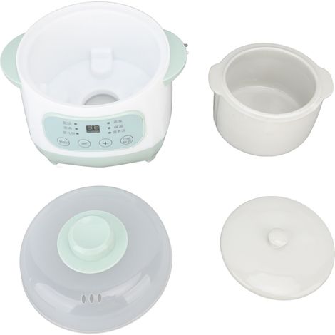 Mijoteuse électrique avec Pot intérieur en céramique, 200W, 1l, synchronisation, chauffage uniforme vert, ragoût électrique pour la cuisson, prise ue, 220V (1/5)