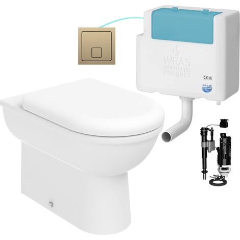 Gloss White D Shape Back to Wall Toilet and Concealed Cistern Set - Bottom Entry (1/4)