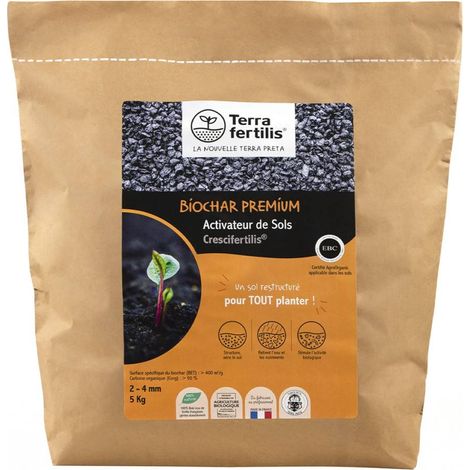 Fertilisant universel Biochar Terra Fertilis - 500 g, 1 kg, 2,5 kgs ou 5 kgs : donnez une nouvelle vie à votre sol 5 kgs - Granulometrie 2-4mm