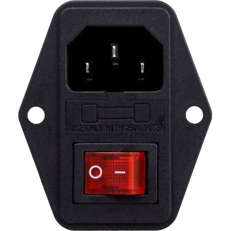 Prise alimentation mâle interrupteur module admission 3 broches 10A 250V C14 IEC320 (1/5)