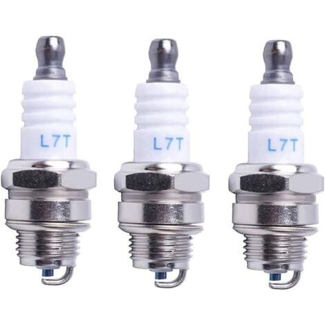 BUNTHAUS Bougie d\\'allumage L7T Tronçonneuse Tondeuse à gazon Petit Moteur Accessoire Pièces Compatible avec Hus-qvarna Rep NGK BPMR7A 4626 Equivalence RCJ6Y Champion Bosch WSR6F,Pack de 3 (1/4)