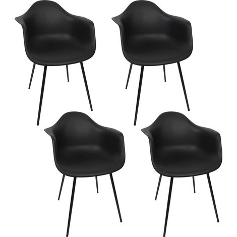 Lot de 4 Chaises - HOME DECO FACTORY - Gustav - Confortables - Noires (1/5)