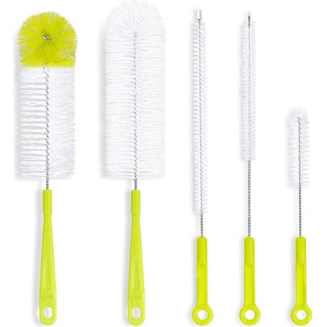 Ensemble de goupillons pour bouteilles - Brosse à bouteilles à long manche pour le nettoyage des bouteilles de bière à col étroit (1/5)