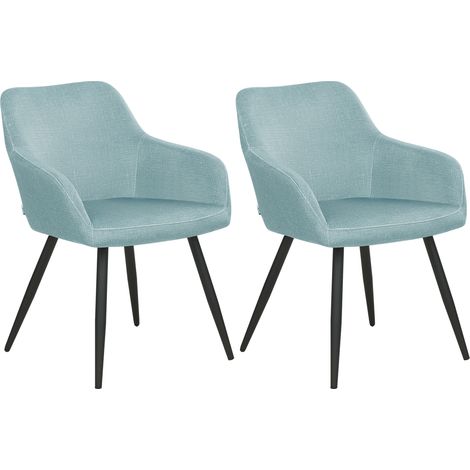 Conjunto de 2 sillas de comedor de estilo moderno en color azul claro fabricadas en terciopelo con patas de metal Casmalia