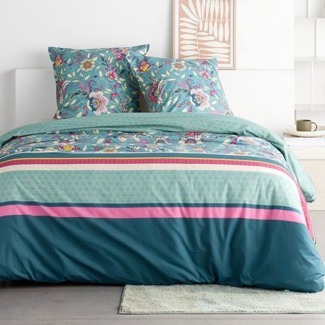 Set di Biancheria - 260 x 240 cm - Cotone Stampato Floreale Blu - TODAY SUNSHINE (1/3)