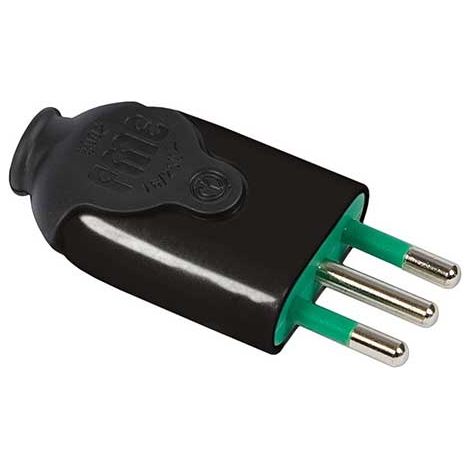 Stecker italienisch std. 2P+E 10A mod. BICO' schwarze Farbe Fanton 80011 (1/4)