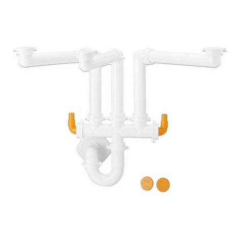 SIFONE SALVASPAZIO PER LAVELLI A 3 VASCHE- 11/2 D. 40 mm Bianco- LIRA- pezzi 1