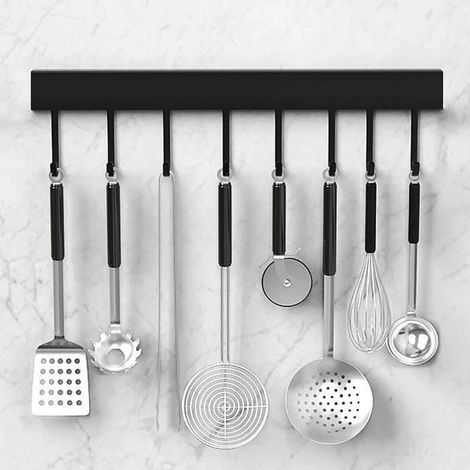 40cm Barre de Cuisine,8 Crochets Porte Casserole Mural Cuisine Mural pour Suspendre Les Ustensiles de Cuisine,Barre à Accrocher des