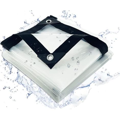 Bâche imperméable avec œillets, Transparente résistante aux intempéries, auvent et bâches Pliables,Couvercle de Protection, âche à Huile imperméable pour Meubles de Jardin, Plantes, Serre, Toit(3X2m) (1/5)