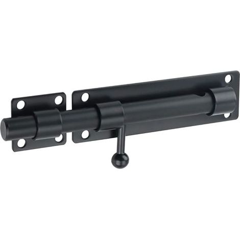 Serrure à barillet coulissant pour porte extérieure avec trou pour cadenas, acier inoxydable noir mat (1/5)
