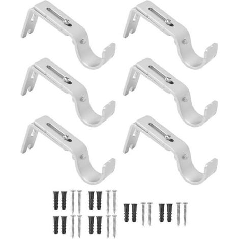 SABIR-Support de tringle à rideaux (argenté) - MXZZAND - Réglable - Fer durable - Acier inoxydable - Lot de 6 (1/4)