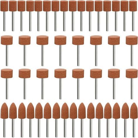 48 punte abrasive al corindone per Dremel con gambo da 1/8" per levigatura, lucidatura e sbavatura, adatte per l'uso su gemme, vetro, metallo e legno. (1/5)