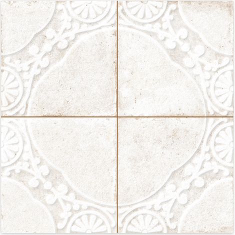 Carrelage Vintage Blanc Uruk 45x45x0,95 cm Carvella - Sol et mur intérieur (vendu par carton de 1 m²) - RO'MA CARRELAGE