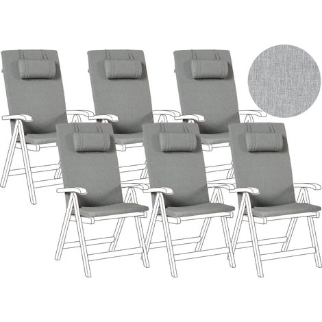Set di 6 Cuscini in Tessuto grigio melange da Schienale per Sedie da Giardino Java/Amantea Premium