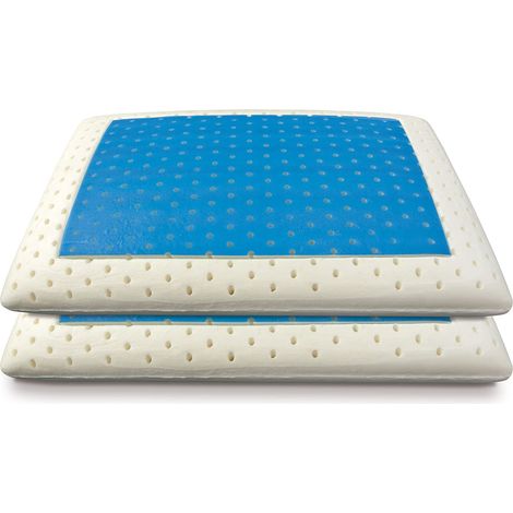 Baldiflex Coppia di Cuscini in Memory Foam forma classica a saponetta fodera Aloe Vera modello Gel Foam dimensione 70x40 cm (1/5)