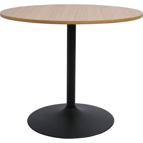 Designer Esstisch aus runder Eiche und Schwarzem Holz D90 cm CALISTA