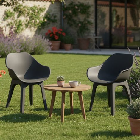 Silla para Exterior Oakahalla, 2 Sillas, Reposabrazos Made in Italy, Soporta 120 kg, Negro Antracita (1/3)