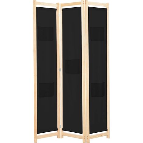Paravent Cloison de séparation 3 panneaux - Séparateur de Jardin Noir 120x170x4 cm Tissu BV450255 - BonneVie (1/5)