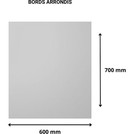 Plaque verre acrylique miroir 3 mm - 60 x 70 cm (600 x 700 mm) - Verre synthétique - Bord arrondis - Plexiglass (1/4)
