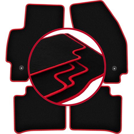 Alfombrillas de terciopelo con borde rojo para Ford Mondeo MK3 familiar, liftback, sedán (2001-2007) (1/5)
