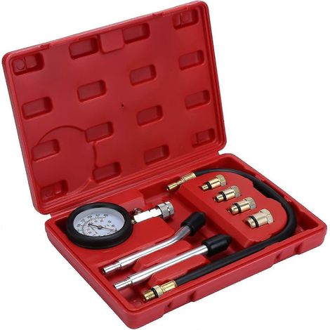 Testeur de compression moteur, kit de test de compression automobile, manomètre de pression pour moteur essence, outil de diagnostic avec étui en plastique (1/5)