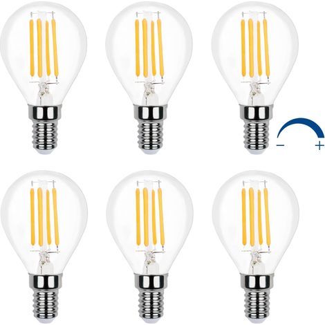 Lampadina LED a globo, attacco E14, luce bianca calda 2700K, lampadina LED decorativa a globo E14, G45 E14 LED 4W equivalente a 40W a incandescenza, piccola per lampadari, confezione da 6 (1/5)