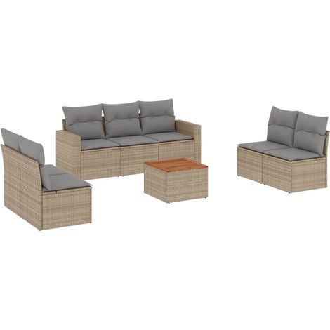 Maison Exclusive - Patio Sofa Set 5 plaza Mezcla de beige y gris (1/5)