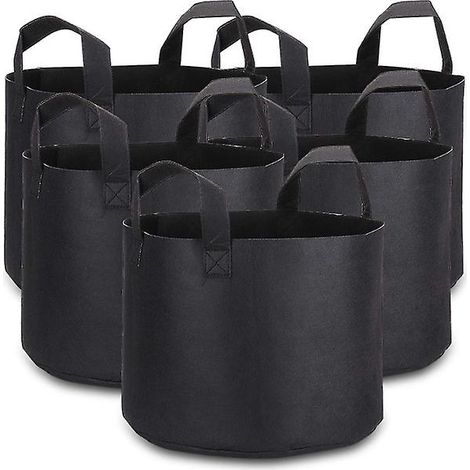 Sacs de culture de 5 gallons avec étiquettes pour plantes, lot de 5 pots de fleurs robustes en tissu (1/5)