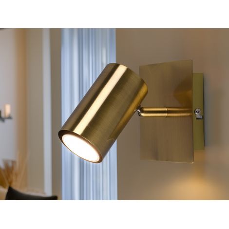 Wandleuchte schwenkbar Innen Wandlampe Strahler Deckenstrahler 1 Flammig Messing, in altmessing, 1x GU10, LxBxH 12 x 12 x 15 cm