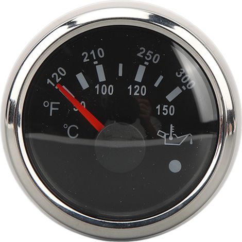 Jauge de température d'huile 52mm, 9-32V DC, double échelle aiguille haute précision, capteurs pour camping-cars, yachts, bateaux de pêche, navires, couvercle argenté (1/5)