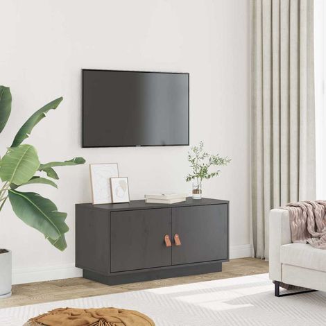 vidaXL TV Cabinet Grey 80x34x40 cm Solid Wood Pine (1/5)