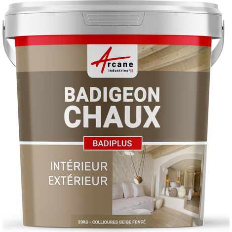 Badigeon à la chaux, décoration, intérieure et extérieur, maison : Badiplus - 20 kg (jusqu'à 100 m²) Collioures Beige Foncé - ARCANE INDUSTRIES