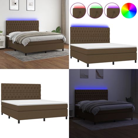 Boxspringbett mit Matratze & LED Dunkelbraun 160x200 cm Stoff - Boxspringbett - Doppelbett - Lattenrost - Bettrahmen - Massivholzbette - Home & Living (1/5)