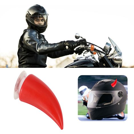 Motorradhelm mit Dämonenhörnern und Saugnäpfen, Deko-Accessoire, Rot