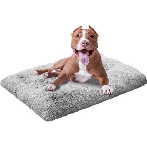 Weiches Hundebett Plüsch 68x100cm Grau – Anti Rutsch & Anti Stress
