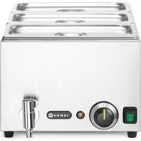 HENDI Set: Bain-Marie Ranger mit Ablasshahn + 3x GN 1/3 Behälter mit Deckel, GN 1/1, 230V/1000W, 604x332x(H)242mm (1/5)