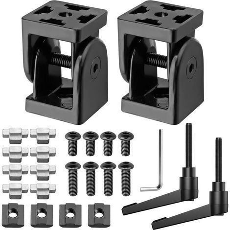 Connecteur Articulé, Profilé d'aluminium Articulé Rainure 6, en Alliage de Zinc, Charnière 180 ° de Rotation, avec Levier de Serrage (4040 (2 Noir)) (1/5)