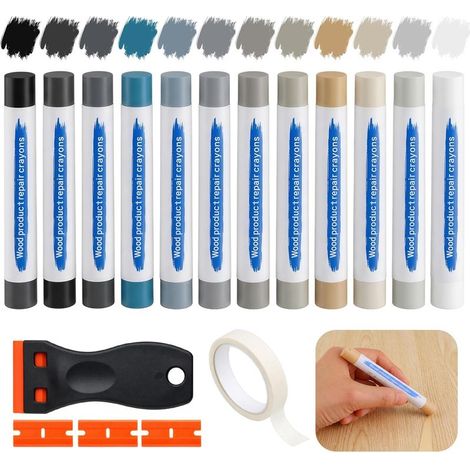 Kit Reparation Carrelage 12 Couleurs, Kit Réparation Parquet Stratifié avec Grattoir, Pate a Bois Rebouchage pour Stratifié Bois PVC Carrelage Meubles pour Trous Rayures et Fissures sur Stratifié (1/5)