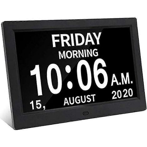 Horloge numérique de 8 pouces avec calendrier et date, format extra-large, conçue spécifiquement pour les personnes malvoyantes. (1/5)