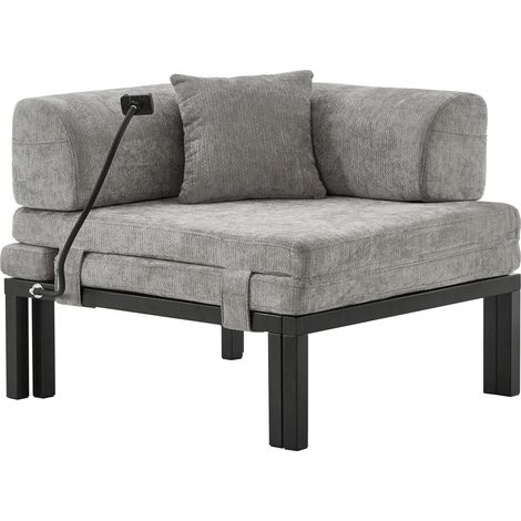 Canapé-lit pliant en bois massif avec lit simple escamotable - Gris clair (1/5)