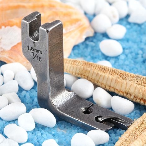 Patte presse-ourlet roulotté 1,6mm pour machine à coudre industrielle universelle à une aiguille pour lit de graisse (1/5)