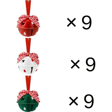Cloches de Noël métalliques en vrac avec nœuds en ruban rouge - Décorations de fêtes élégantes, pour sapin, couronne, chaussettes, cadeaux - (1/5)