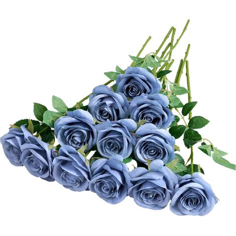 Este ramo cuenta con 12 rosas artificiales negras de textura sedosa, creando un ramo de aspecto natural con tallos largos. Es ideal para bodas, fiestas en casa, decoración de mesas y mucho más.