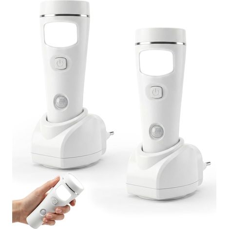 Lampe de Poche Veilleuse avec Détecteur de Mouvement, Socle de Charge avec Fiche UE, Lampe d'urgence pour Les Pannes de Courant, Veilleuse, Couloir, Lampe de Travail Portative, Lot de 2 (1/5)